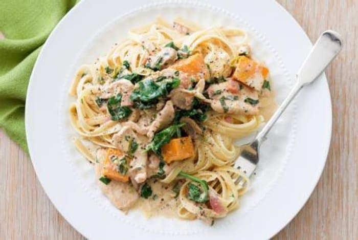Феттучини с курицей и шампиньонами